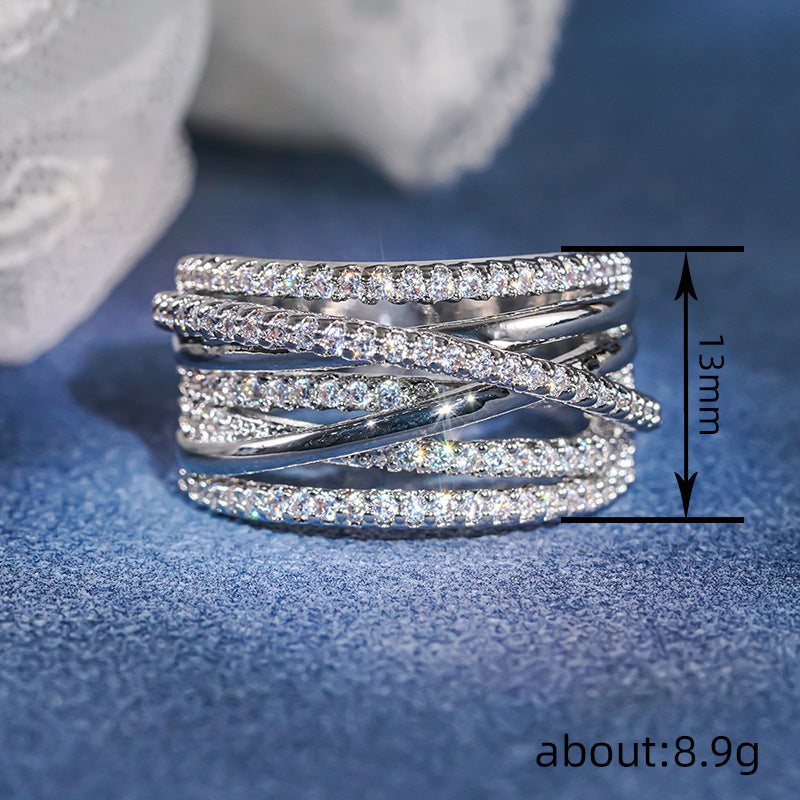Women's Three-dimensional Multi-layer Line Ring