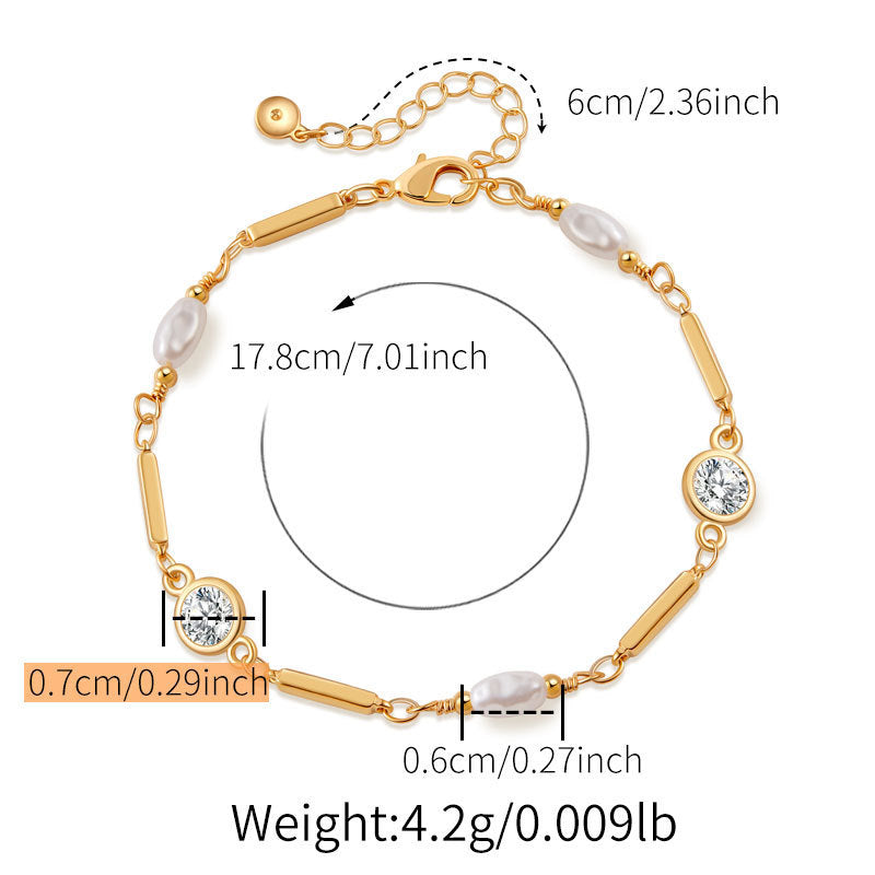 Copper Plating 18K  Retaining Inlaid Zircon Bracelet