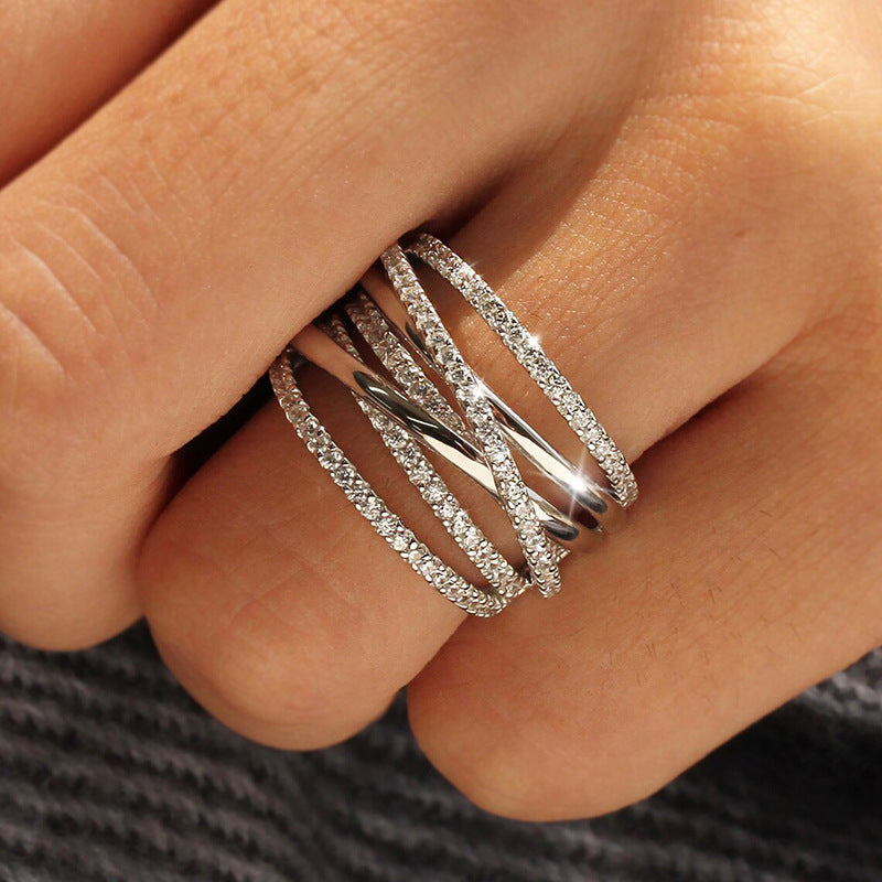 Women's Three-dimensional Multi-layer Line Ring